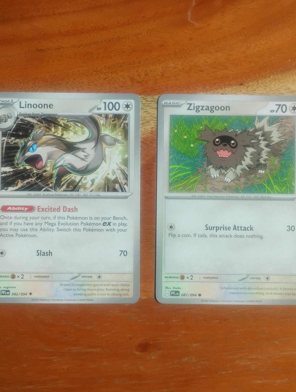 Mint 2025 Linoone & Zigzagoon Mega Evolutions Phantasmal Flames Pokemon Cards